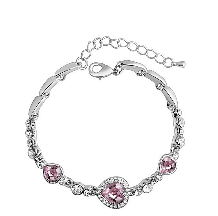 Shiny Heart Crystal Women's Bracelet - Korean Style Ocean Heart Design