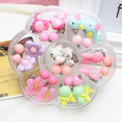 Children's Ear Clip False Ear Stud Earrings Storage Box 7 Pairs Box