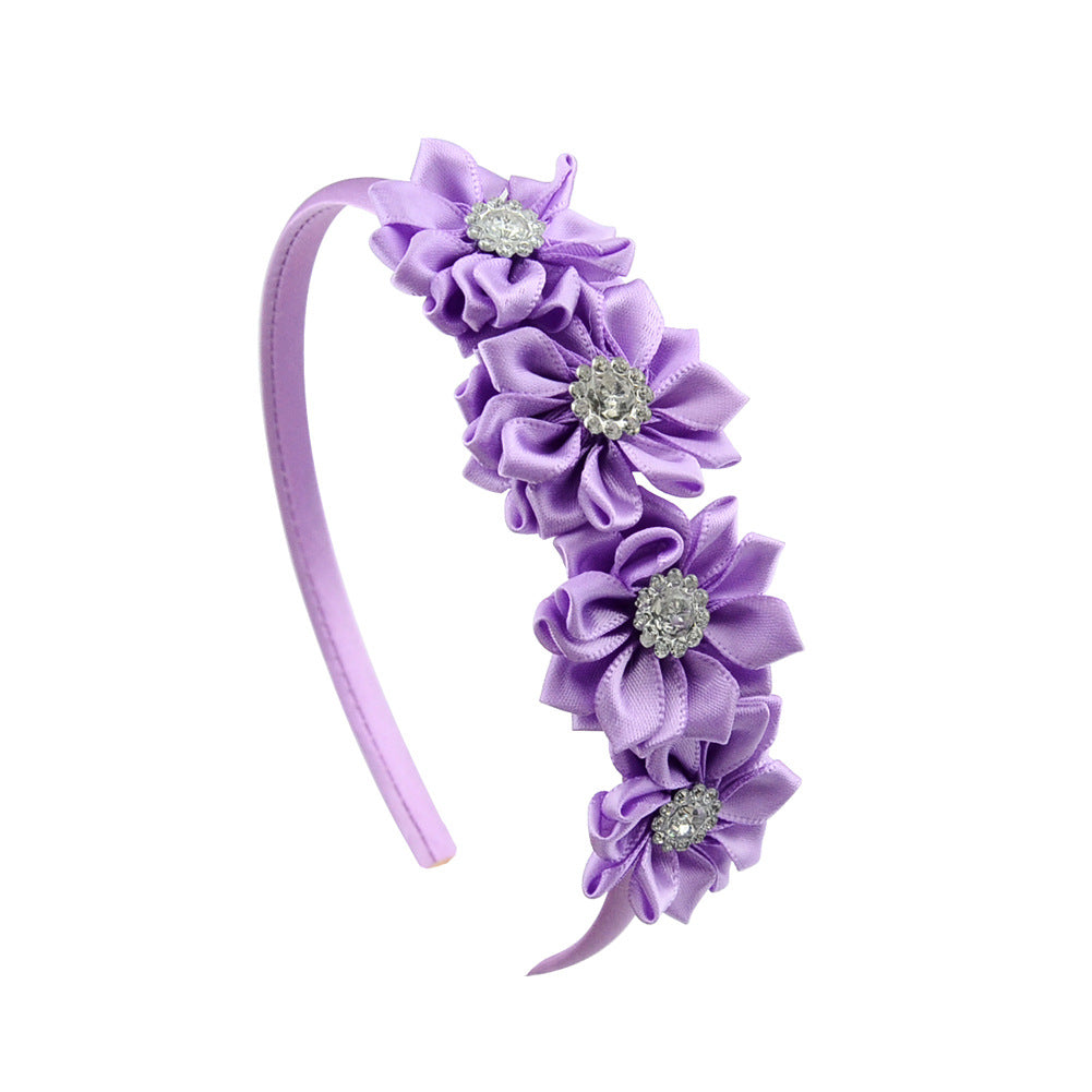 Children's Handmade Diamond-Studded Polygonal Flower Headband Set of 4