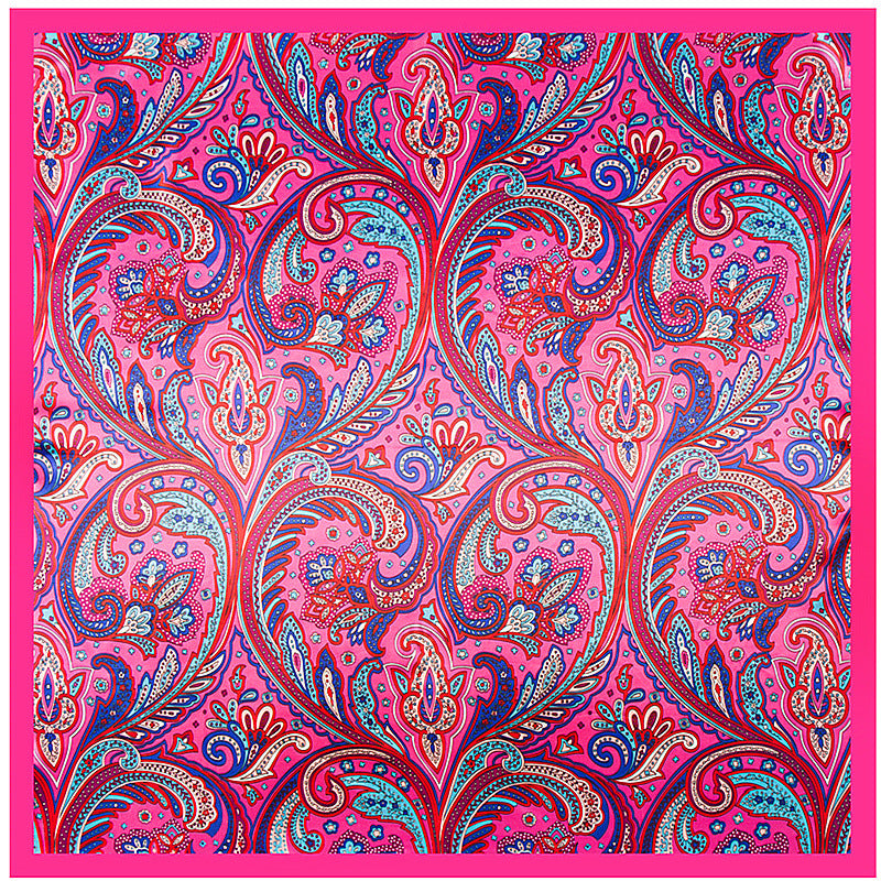 Bohemian Floral Silk-Like Large Square Scarf 90cm x 90cm