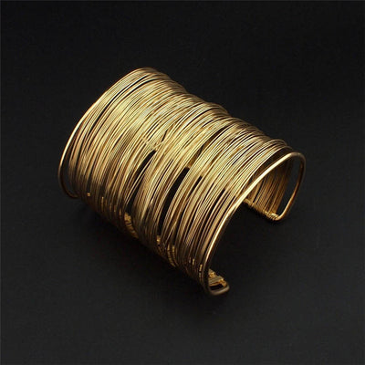 Hip-Hop Retro Hollow Alloy Open Cuff Bracelet for Women