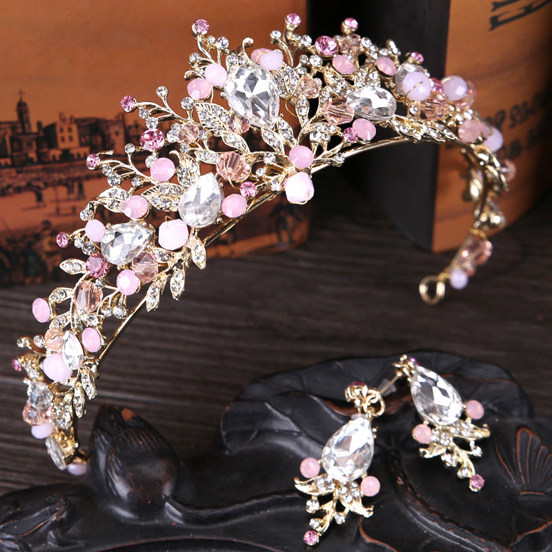 Baroque Crystal Pearl Flower Tiara Headband for Brides and Princesses