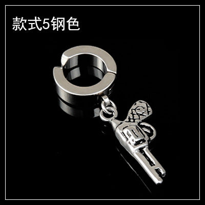 Fashion Titanium Steel Cross Tassel Ear Clips