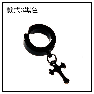 Fashion Cross Pendant Titanium Steel Ear Clips