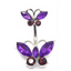 Glam Retro Butterfly Zircon Inlay Stainless Steel Belly Ring