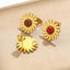 4 Pack Stainless Steel Sunflower Hook Earring Findings with Natural Stone Tiger Eye Studs for DIY Jewelry