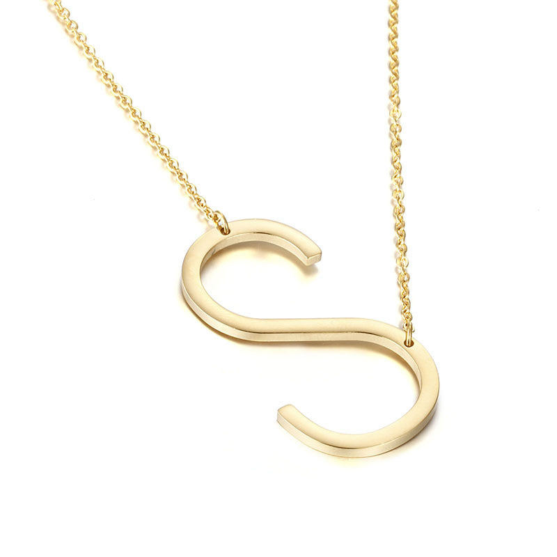 Simple Glossy English Letters Titanium Steel Necklace