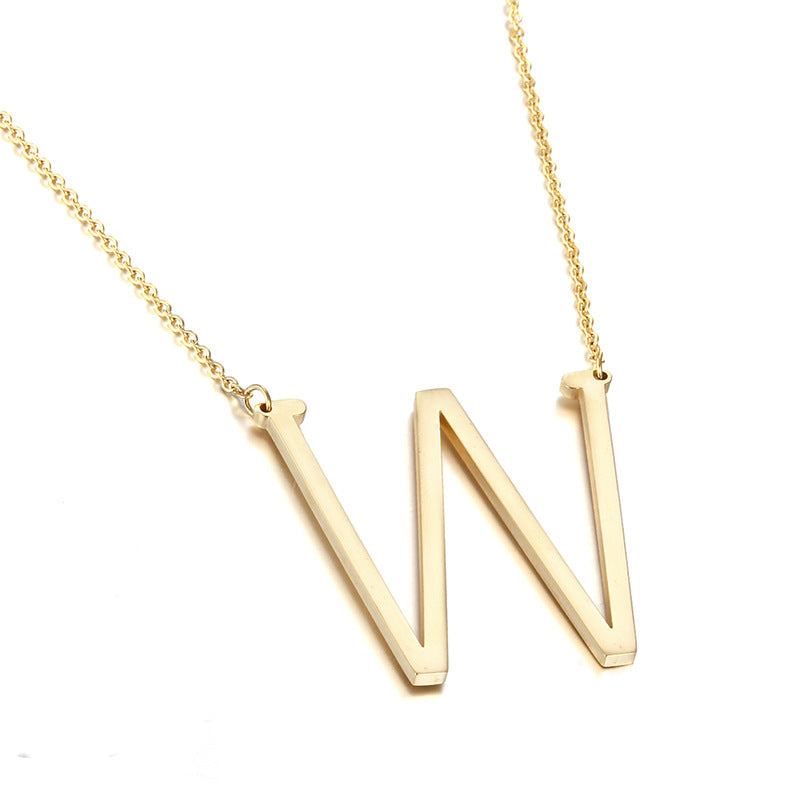 Simple Glossy English Letters Titanium Steel Necklace