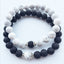 Fashion Round Crystal & Volcanic Rock Beaded Unisex Bracelet Set