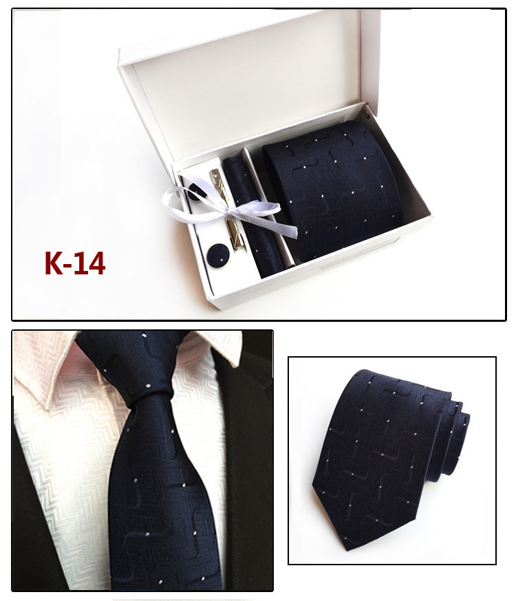 Men's 6-Piece Tie Set with Pocket Square and Clip Gift Box