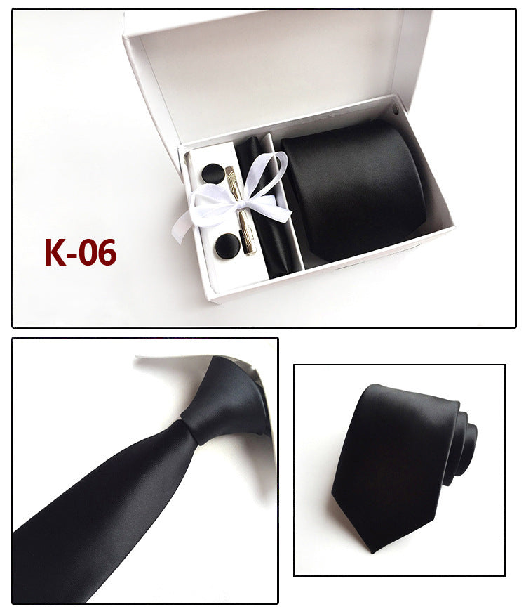 Men's 6-Piece Tie Set with Pocket Square and Clip Gift Box