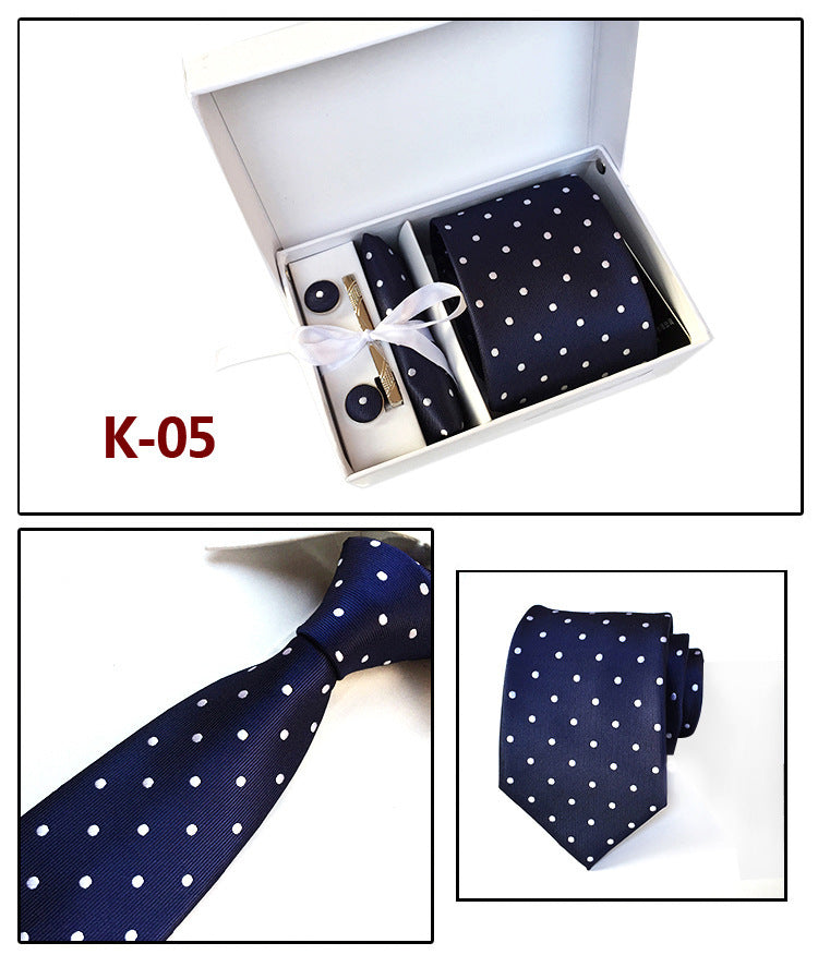 Men's 6-Piece Tie Set with Pocket Square and Clip Gift Box