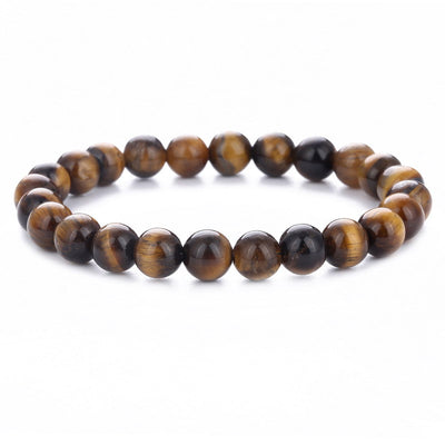 Retro Round Tiger Eye Beaded Unisex Bracelet