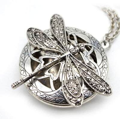 Retro Dragonfly Aromatherapy Locket Pendant Necklace