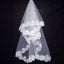 Bridal Lace Flower Edge Long Wedding Veil with Birdcage Design