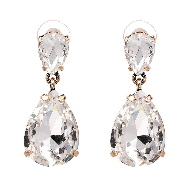 Fashion Alloy Crystal Drop-shaped Pendant Earrings