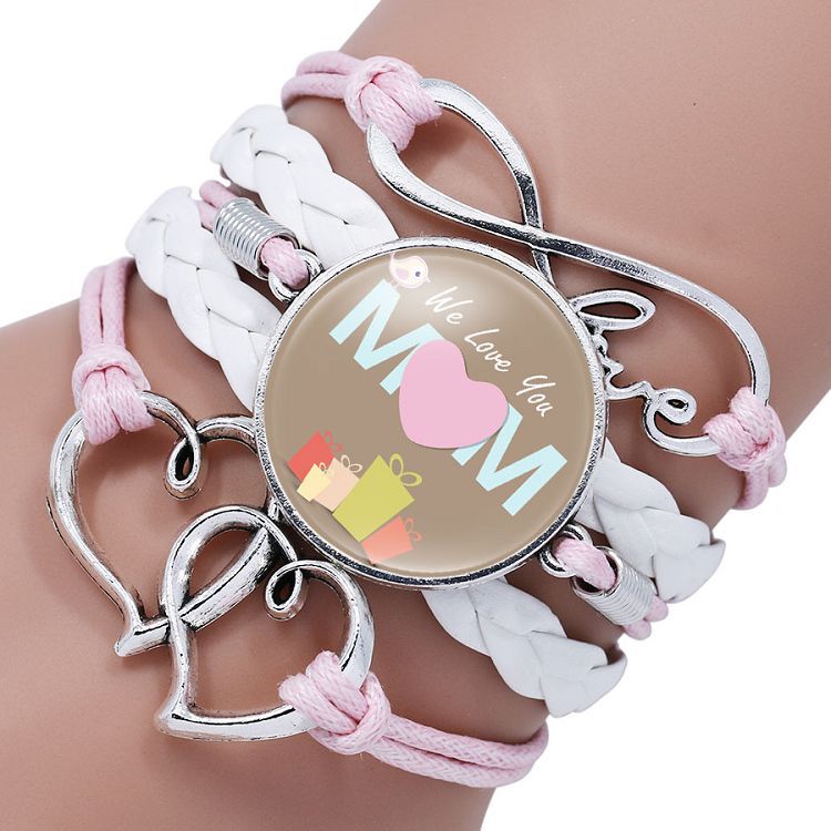 Mother Time Gemstone Multi-layer Braided Leather Bracelet