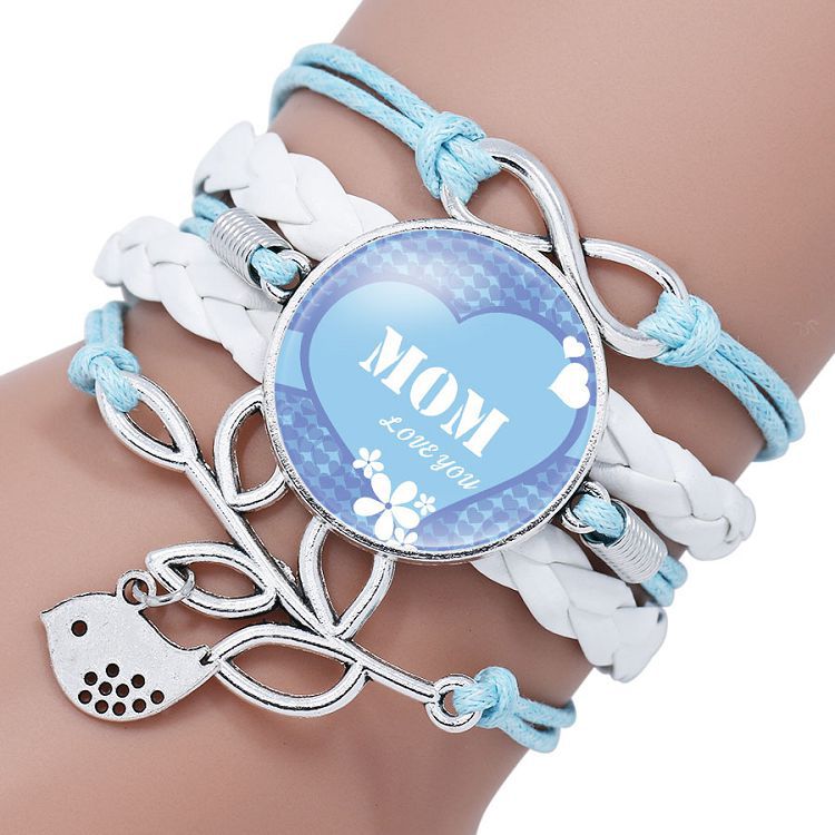 Mother Time Gemstone Multi-layer Braided Leather Bracelet
