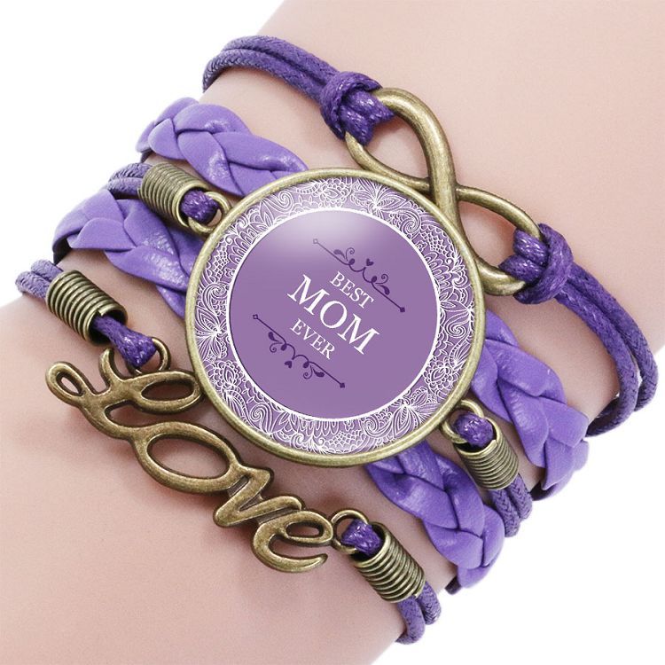 Mother Time Gemstone Multi-layer Braided Leather Bracelet