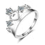 Casual Heart Crown Zircon Couple Open Ring Set