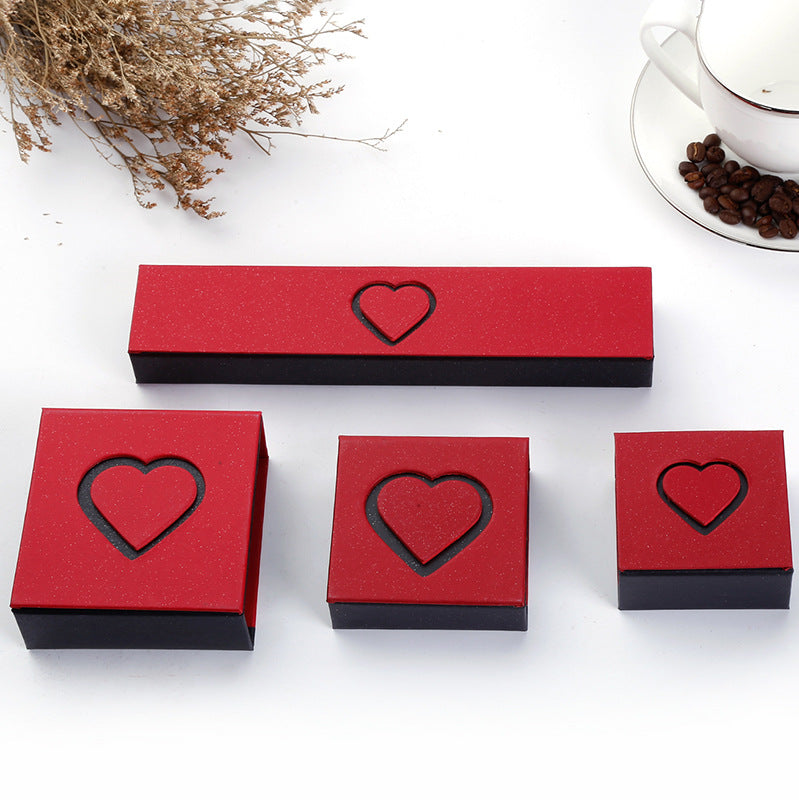 Classic Heart-Shaped Cardboard Jewelry Box for Rings, Earrings, Bracelets, and Necklaces