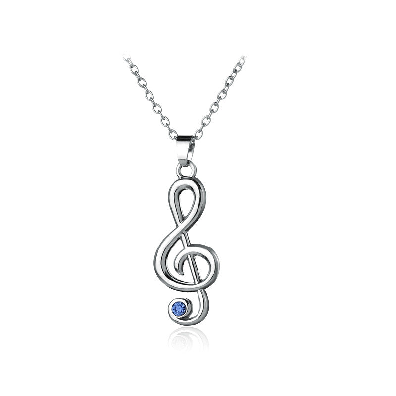 New Fashion Music Note Diamond Pendant Necklace