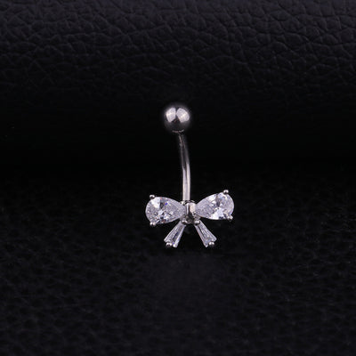 Belly Button Rings Bow Knot 316 Stainless Steel with Zircon Inlay