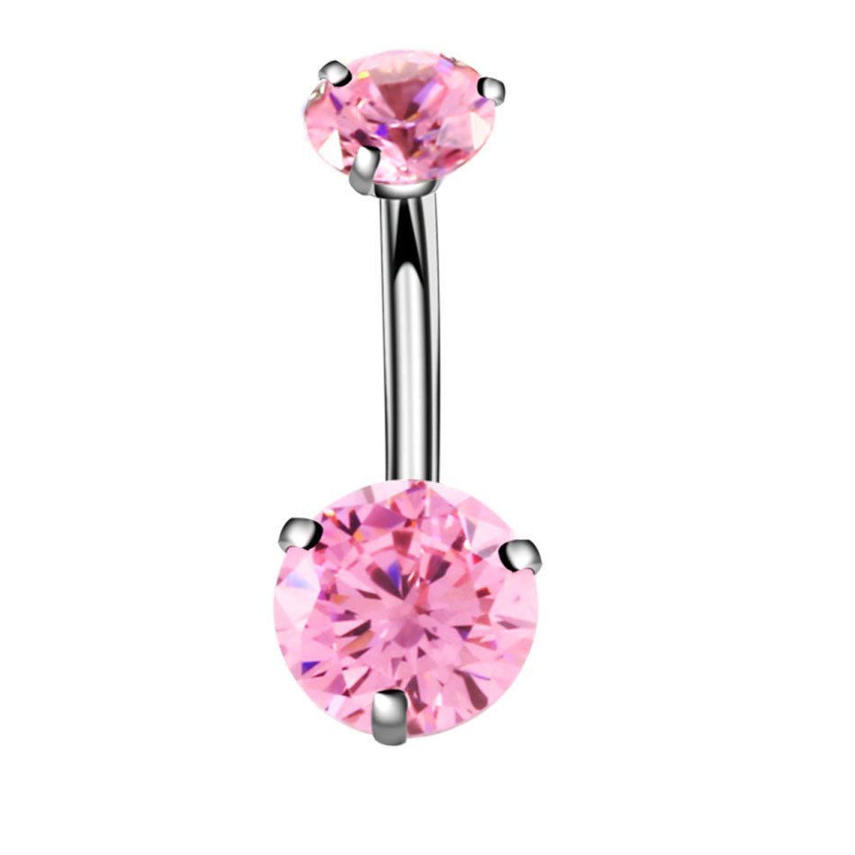 Geometric Zircon Inlaid Stainless Steel Belly Button Ring Jewelry