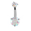 Geometric Zircon Inlaid Stainless Steel Belly Button Ring Jewelry