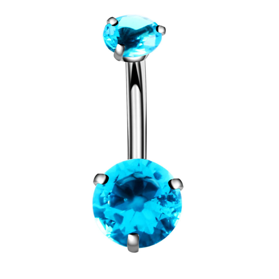 Geometric Zircon Inlaid Stainless Steel Belly Button Ring Jewelry