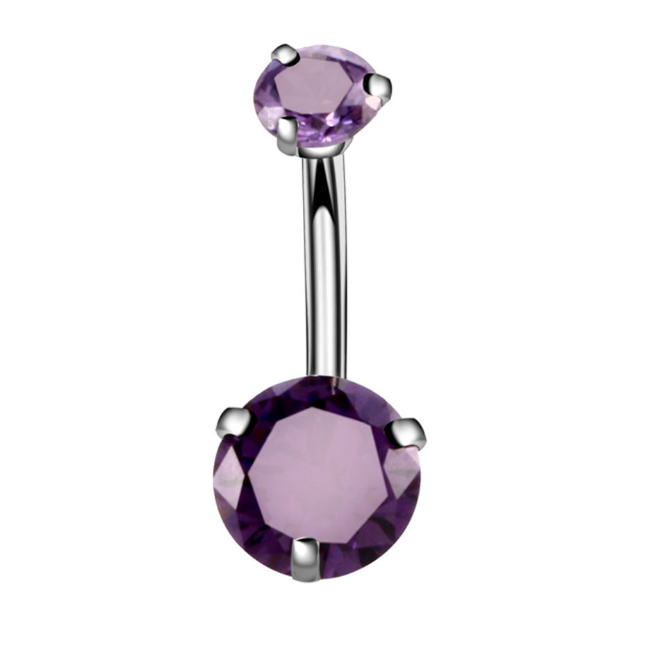 Geometric Zircon Inlaid Stainless Steel Belly Button Ring Jewelry