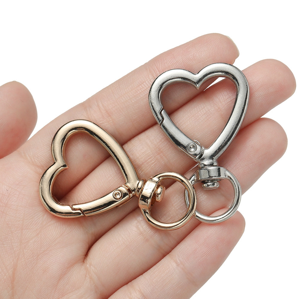 5 PCS Alloy Heart Shape Pendant Keychain with Spring Lobster Clasp for DIY Accessories