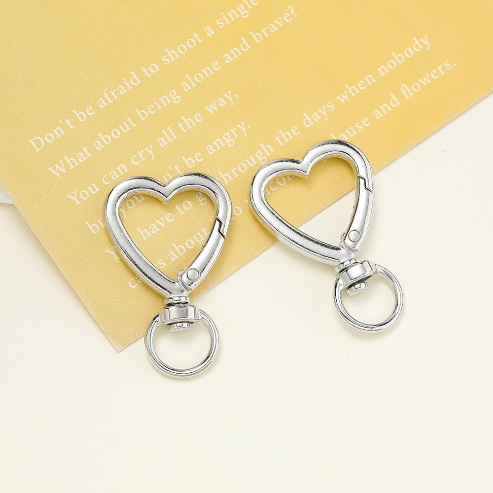 5 PCS Alloy Heart Shape Pendant Keychain with Spring Lobster Clasp for DIY Accessories