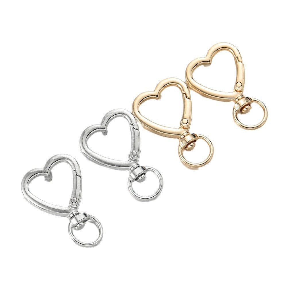 5 PCS Alloy Heart Shape Pendant Keychain with Spring Lobster Clasp for DIY Accessories