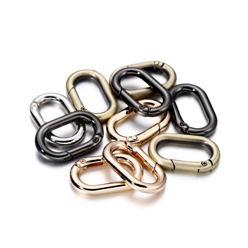 5 PCS Alloy Solid Color Oval Rectangle Spring Jump Rings for DIY Jewelry and Bag Accessories