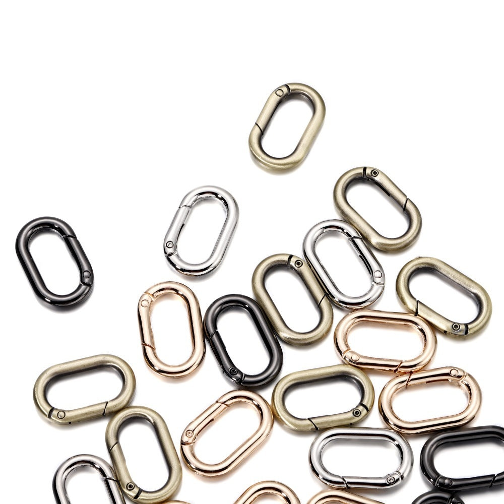 5 PCS Alloy Solid Color Oval Rectangle Spring Jump Rings for DIY Jewelry and Bag Accessories