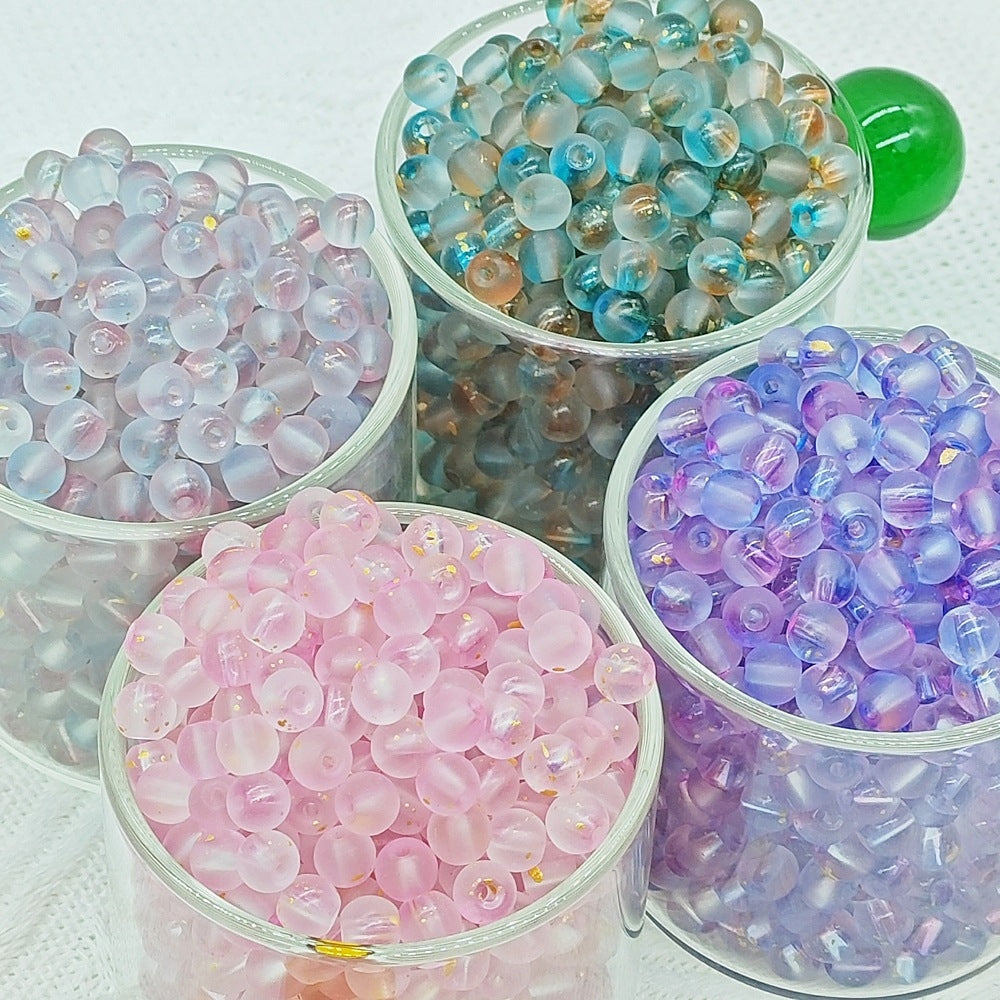 50 PCS 6mm Premium Transparent Frosted Glass Round Beads for DIY Jewelry Making