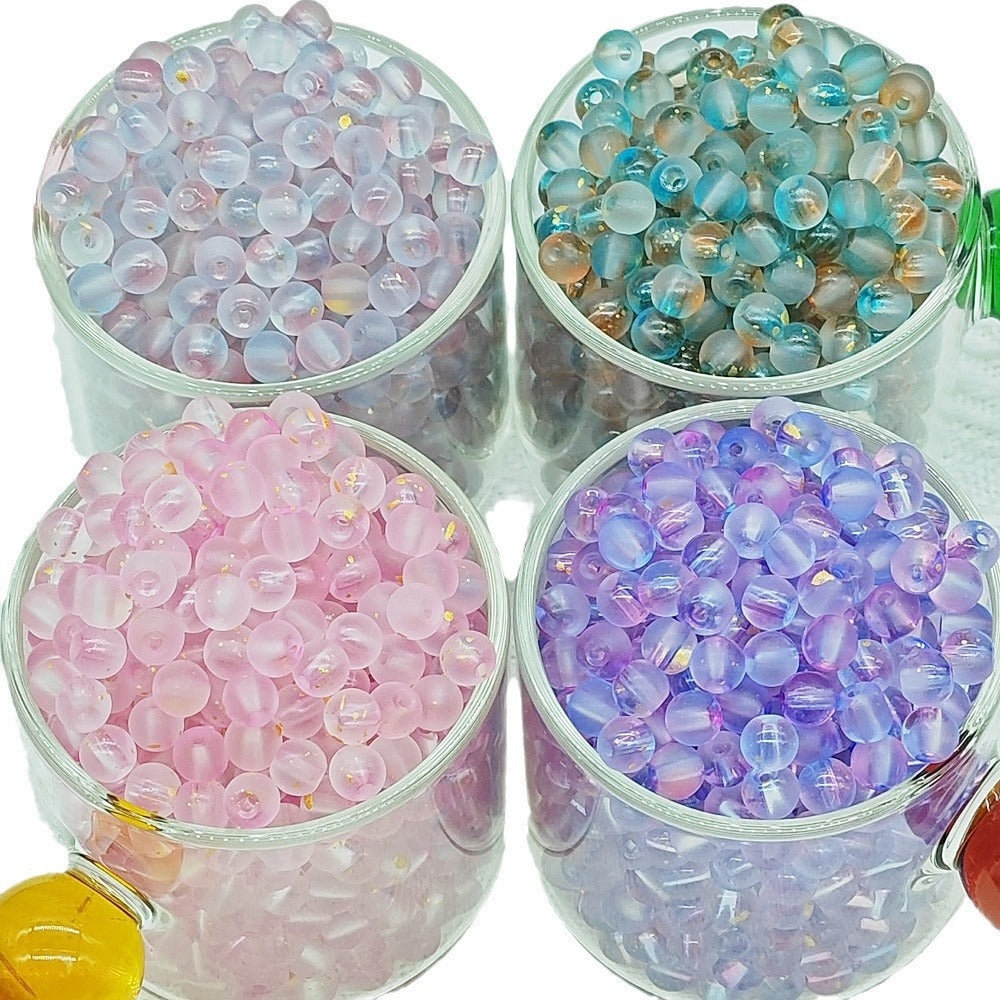 50 PCS 6mm Premium Transparent Frosted Glass Round Beads for DIY Jewelry Making