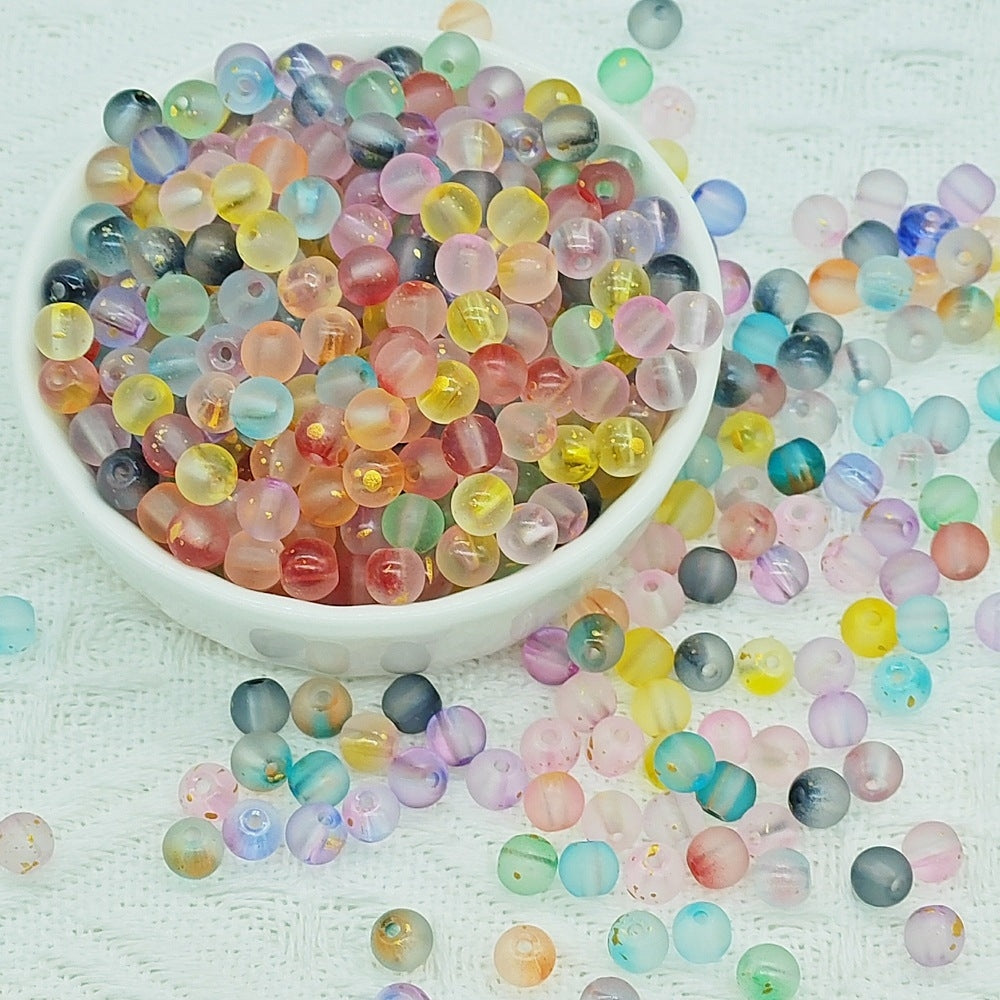 50 PCS 6mm Premium Transparent Frosted Glass Round Beads for DIY Jewelry Making