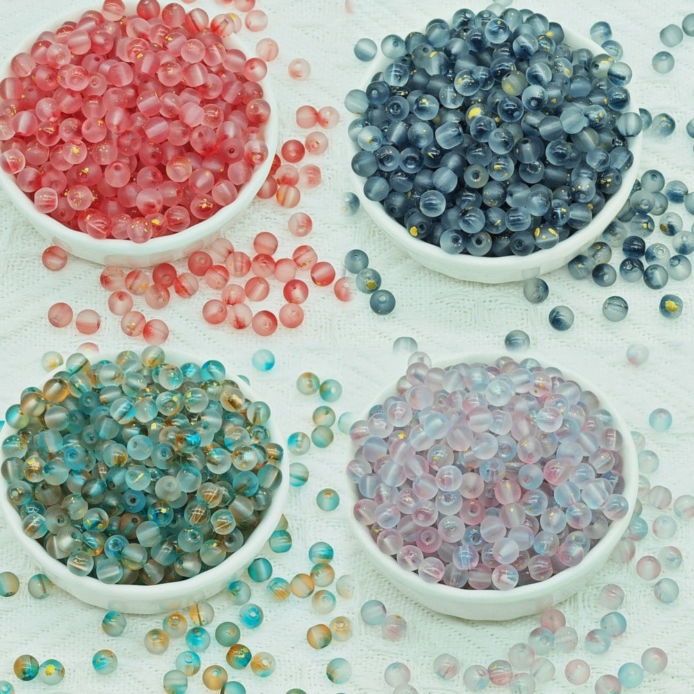 50 PCS 6mm Premium Transparent Frosted Glass Round Beads for DIY Jewelry Making