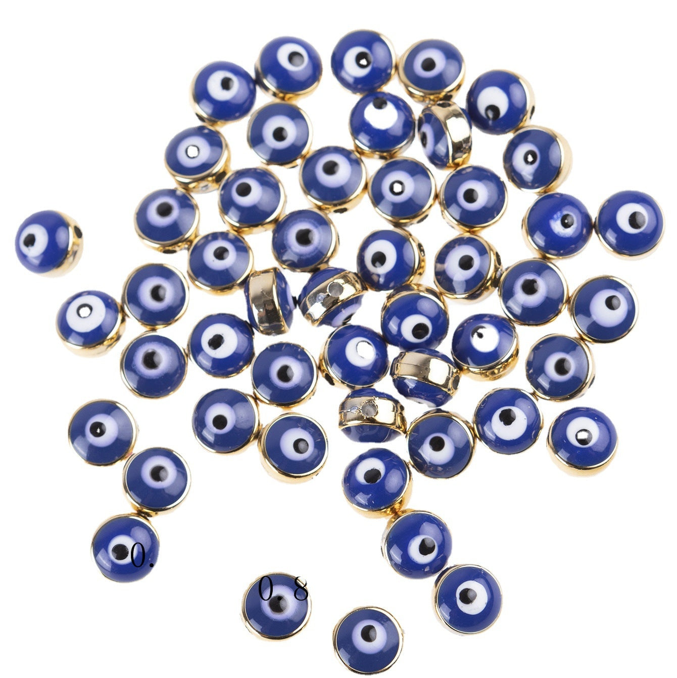 50 Pieces 6x8mm Resin Evil Eye Beads Double-Sided Gold Plated Spacer Beads for Jewelry Making