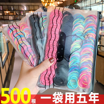 500-Piece Korean Fashion Hair Scrunchies & Elastic Hair Ties Set for Kids and Women