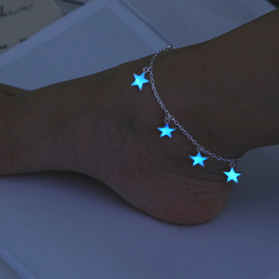 Simple Star Luminous Tassel Anklet for Women