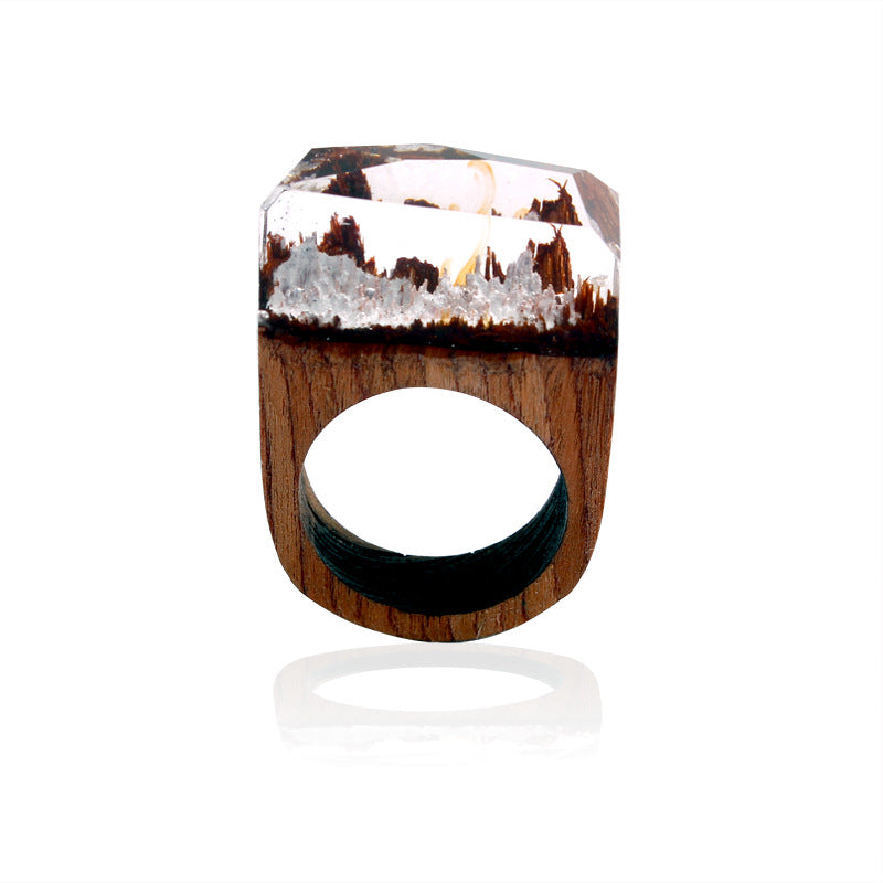 Casual Geometric Wood Resin Handmade Fashion Rings