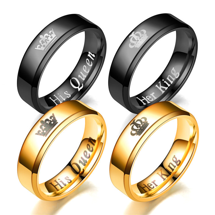 Fashion Couple Crown Ring Set - His Queen & Her King Design