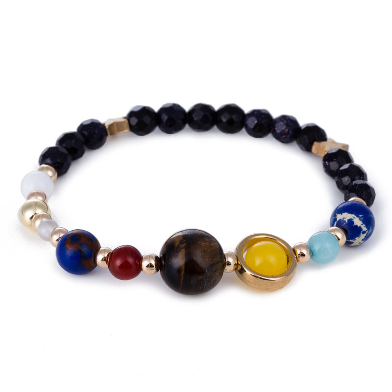 Ethnic Geometric Natural Stone Solar System Beaded Bracelet