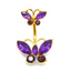 Glam Retro Butterfly Zircon Inlay Stainless Steel Belly Ring