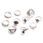 Retro Geometric Diamond Alloy Ring 10-Piece Set for Women