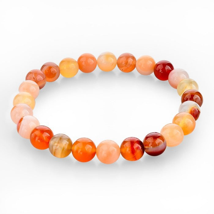 Retro Geometric Striped Agate Natural Stone Beaded Elastic Bracelet