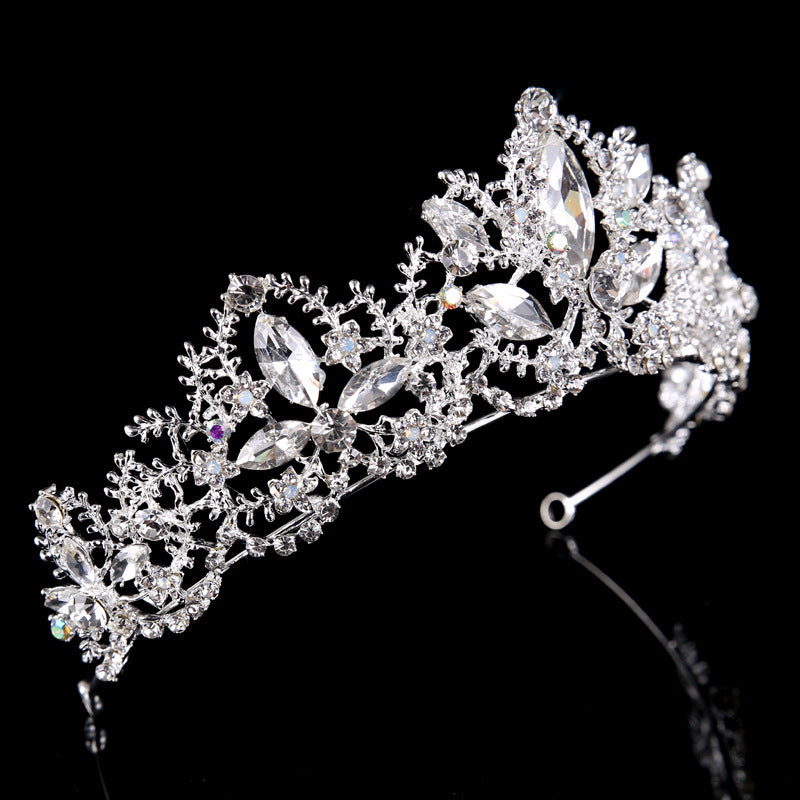 Baroque Crystal Pearl Flower Tiara Headband for Brides and Princesses